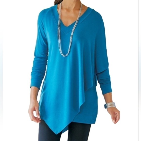 Soft Surroundings Tops - Soft Surroundings Madeline Tunic blue tunic V-neck, long sleeve Size PXL